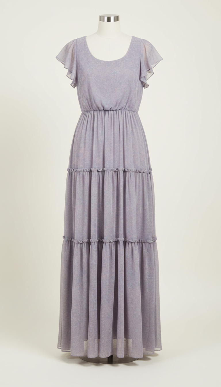 Tiered Maxi Dress in Lavender Chiffon