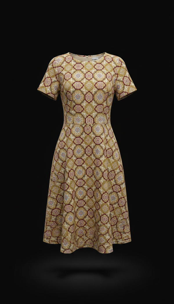 A-Line Dress in Khaki Gold
