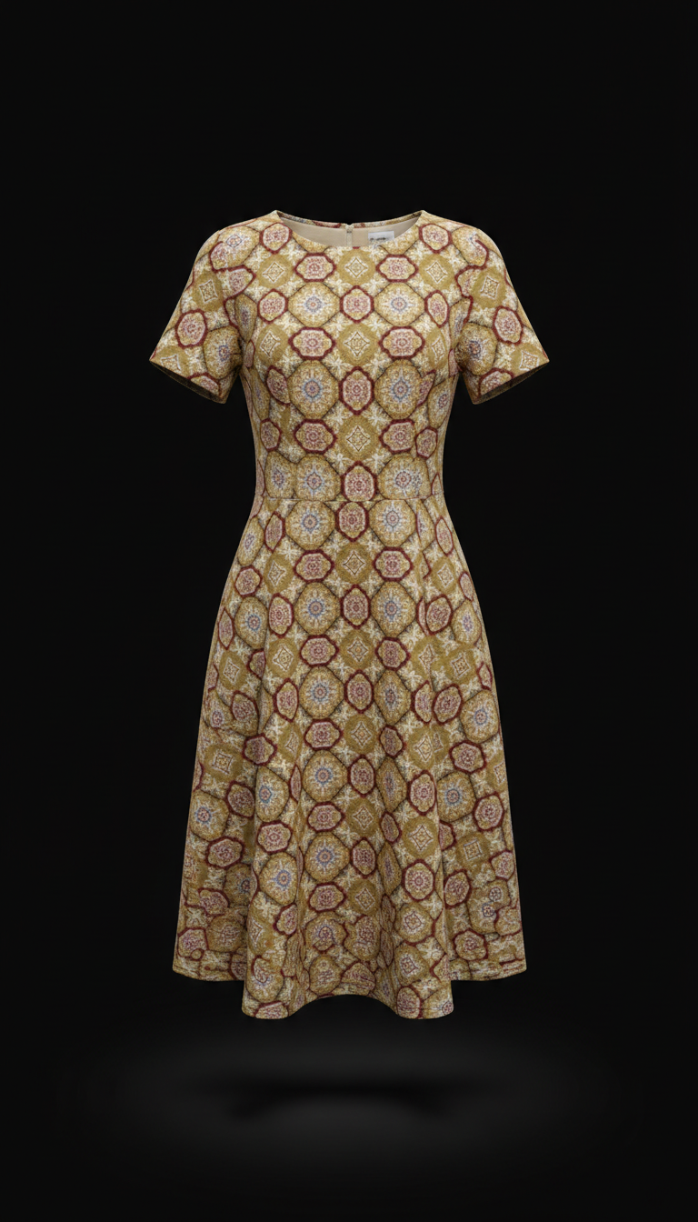 A-Line Dress in Khaki Gold