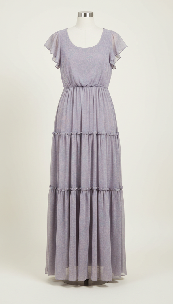 Tiered Maxi Dress in Lavender Chiffon