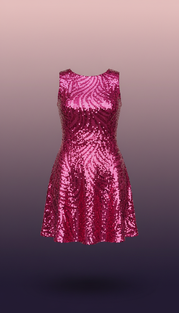 Electric Fuchsia Sequin Mini Dress